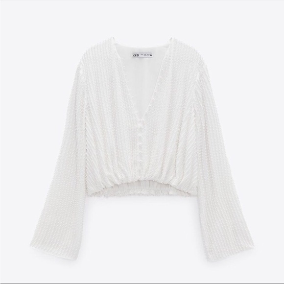 Zara Cream Textured Blouse - Picture 3 of 10